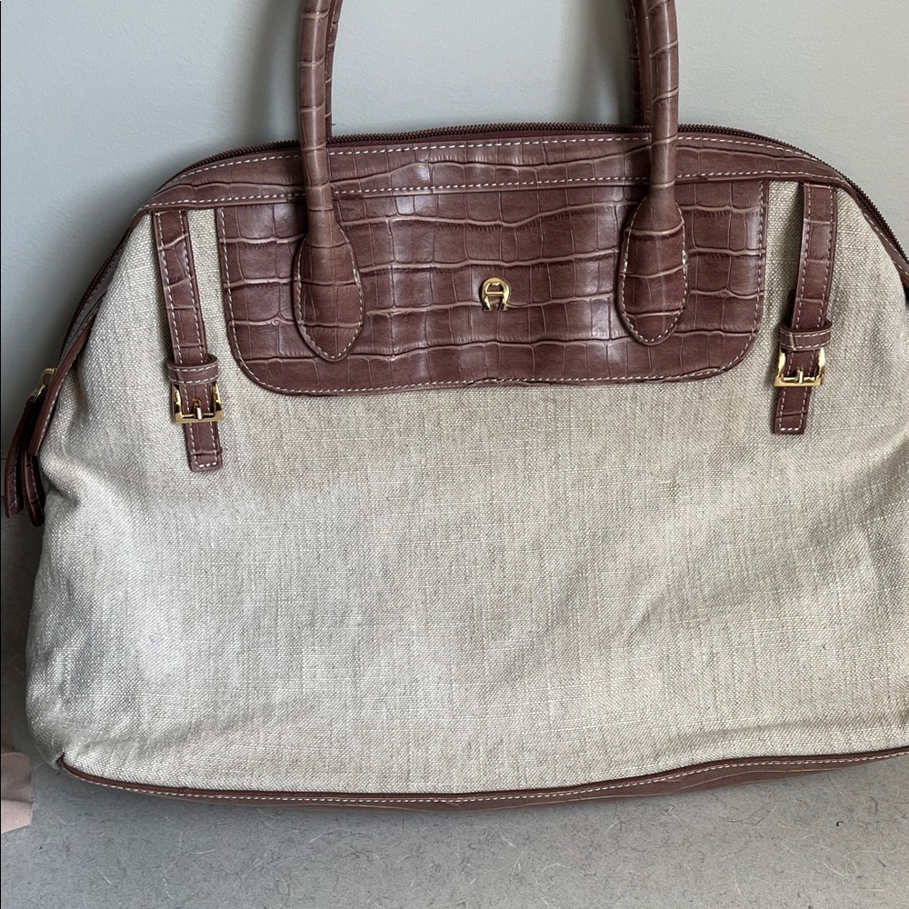 Etienne Aigner Brown and Cream Satchel